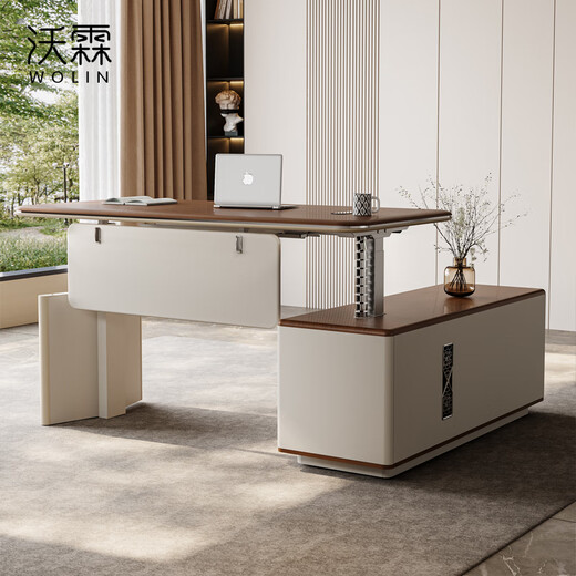 Wolin E0 class electric lift desk boss desk office modern simple smart adjustable manager desk chair 2.0 meter table dual motor + 2.6 meter filing cabinet