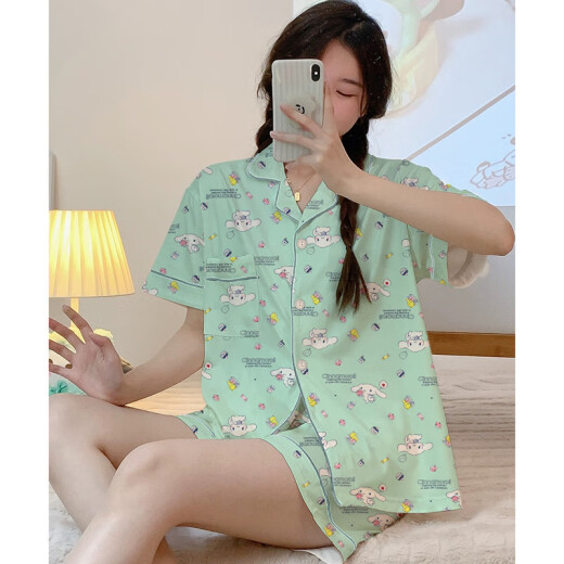 
Hanrui spring and summer pajamas for women cartoon milk silk three-piece set home clothes FS 14124 170 M