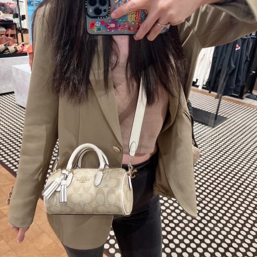蔻驰（COACH）女士新款LACEY单肩斜挎笔筒包直邮官方正品 CO991 SV/HA白色 美现