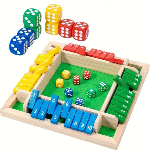 Close Box Master Digital Flop Kinderspielzeug vierseitiges Brettspiel Trinkspiele Props Party Freizeit lustigeres vierseitiges Farbmodell <Zwei Würfel Reine Zahlen> + Farbboxmodell + 8 Würfel
