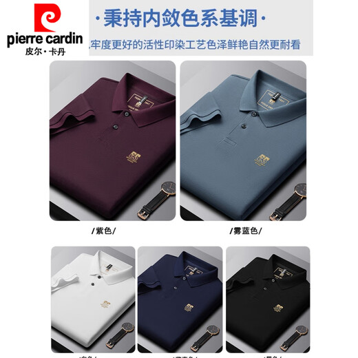 皮尔卡丹（pierre cardin）夏季新款棉男士短袖POLO.衫衫刺绣翻领T恤大码百搭半袖针织新品 6628雾蓝色【主图款】 M 48【建议100-125斤】