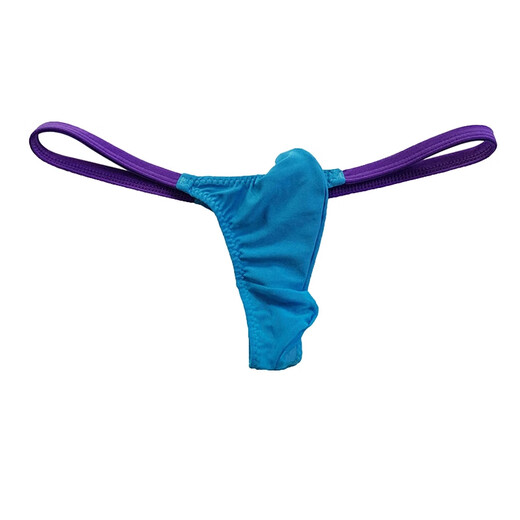 Gay sexy thong, upturned men's mesh low-waisted T-pants, ice silk straps, breathable, traceless boys' underwear, black, M2 feet-2 feet 2