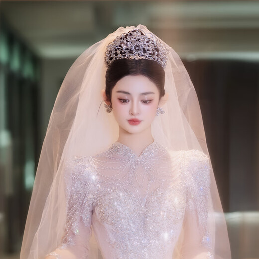 Hunter Bride French Heavy Industry High-end Crown Headwear Luxurious Wedding Princess Birthday Crown Wedding Accessories Crown + Earrings MT2502