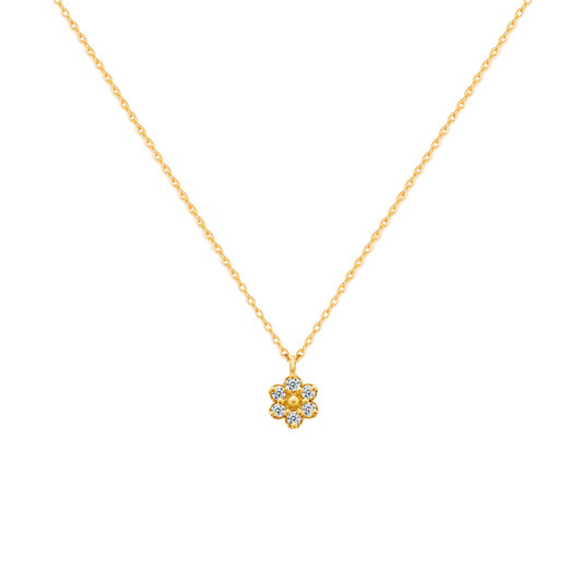 Puli 18K gold natural diamond small flower pendant daisy necklace women's clavicle chain women's high-end simple AU750 neck jewelry 20 points or less, not graded 18K gold custom F-G/excellent white 1 point