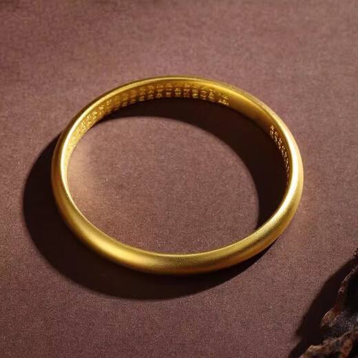 Long lasting ancient method inherited sand gold fake gold bracelet gold plated bracelet hardware imitation jewelry gold plain circle heart sutra bracelet 8mm45-50g gift box