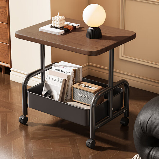 Table à thé Zhuobo Salon Table à thé Table de chevet molleté Table de chevet de table petite table de table de rack de rangement CJ29 Couleur de noix