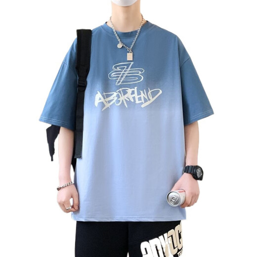 FHHUABD summer short-sleeved T-shirt boy 12-15-year-old teenager 13 handsome loose half-sleeved 14 large children's T-shirt top WY3527 black short-sleeved (quality upgrade) 2XL (130-150Jin [Jin equals about 0.5 kg])