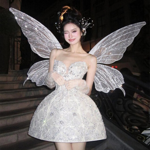 Branch-twisting coming-of-age ceremony, birthday patty dress, socialite light luxury heavy industry sequin party dress, French princess tutu skirt, white L