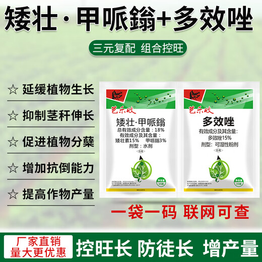 The combination of short and strong methylpiperium paclobutrazol to control vigour, dwarfing, controlling vigour, resisting lodging and increasing the yield of wheat, soybeans, rapeseed and peanuts, short and strong methylpiperium and paclobutrazol * 3 sets