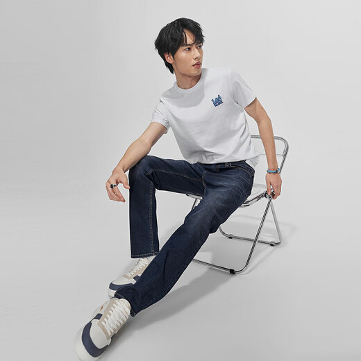Lee Coole Hosen 723 Slim Mid Taille Straight Feet Nostalgic Retro Mid-Dark Blue Thin Herren Jeans Casual Trend Mid-Dark Blue 31