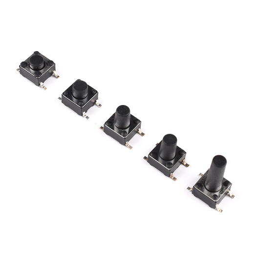 Zejie tactile switch 6*6*5/6/8/9/13mm micro button button 4-leg vertical patch high temperature resistance 6mm (20 pieces)
