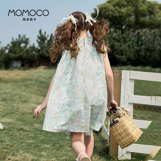 
Mamimaca MOMOCO Summer Girls Dress Children's Dress Floral Cotton Dress Floral