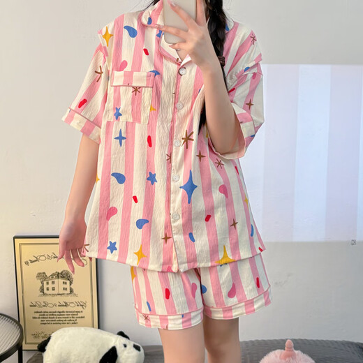 Les vêtements de confinement avec coussinet mammaire pour les femmes post-partum en été à manches courtes à manches courtes en coton à manches courtes pour les femmes enceintes enceintes d'été et les vêtements d'allaitement maternel vêtements de maison SF719 M Le poids recommandé est à moins de 100 Jin [Jin est égal à 0,5 kg]