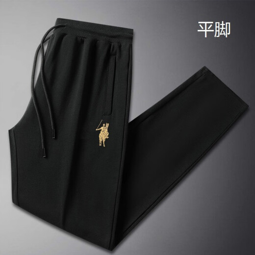 POLO SPORT American Ralph Lauren Spring and Autumn Men's Casual Pants Loose Drawstring Trendy Brand Sweatshirts Sports Men's Pants Versatile Black (Flat Mouth) 2XL