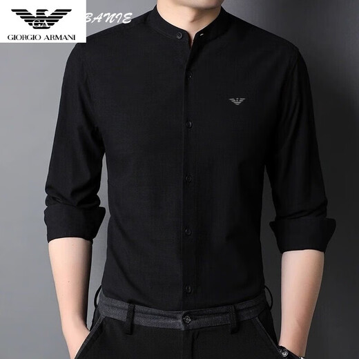 Qi Armania offizielles Flaggschiff kleiner Standkragen Baumwollhemd Herren 2024 Frühlings- und Herbsthemd Casual Inner Wear Chinese Halszoll Hemd Thin XQFD-9930 Dark Grey S 165
