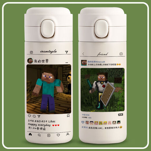 Howwande Minecraft peripheral water cup portable cup thermos portable thermal insulation boys and students peripheral BW3527 world 300ml
