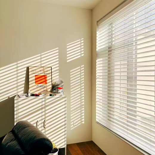 Shangri-La curtains electric punch-free blinds roller blinds blackout sunshades study bedroom balcony roll-up waterproof luxury style light luxury white (semi-blackout)