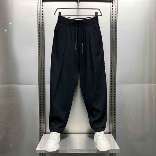 POUM2025 spring and summer new pants for men's thin breathable drooping casual pants straight spring and autumn pleated Harem radish pants JJFS-K275 brown XL