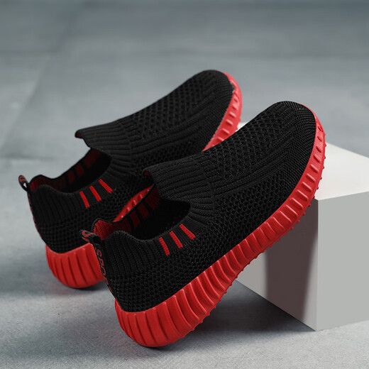 Anta Kids Brand Brach-Mädchenschuhe mit gebrochenen Größe der Kinder in der Sommer-Kinder-Nettoschuhe mit mittleren Längen von Kindern ein Fuß leichter Sportschuhe 677 Schwarz und gelb Sommer Single Net 28