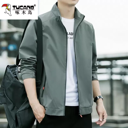 Woodpecker Jacket Men's Jacket Spring and Autumn 2025 Trendy Fashion Casual Versatile Men's Fashion Brand Outerwear J6618 Bean Gray 3XL