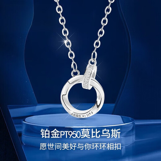 Dirholl Moebius PT950 Platinum Necklace Feminine Simple Pendant Valentine's Day Birthday Gift for Girlfriend and Wife Platinum PT950 Necklace-Moissanite Pendant with Buckle