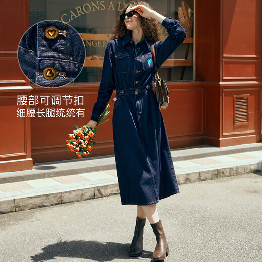 Olrain [Style Upgrade] Olrain Taille-Hug-Hug-Denim-Kleid-Frauen-Temperament Pendelrock Preußisch Blau XL