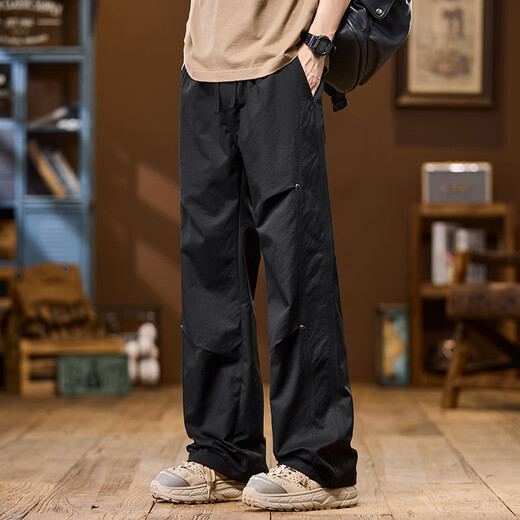 森马（Semir）春秋新款美式高街机能工装冲锋裤男户外运动青年直筒裤子 9855黑色 常规 M