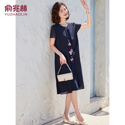 
Yu Zhaolin's mother dress summer short-sleeved dress middle-aged and elderly women's skirt Y232Q1424
