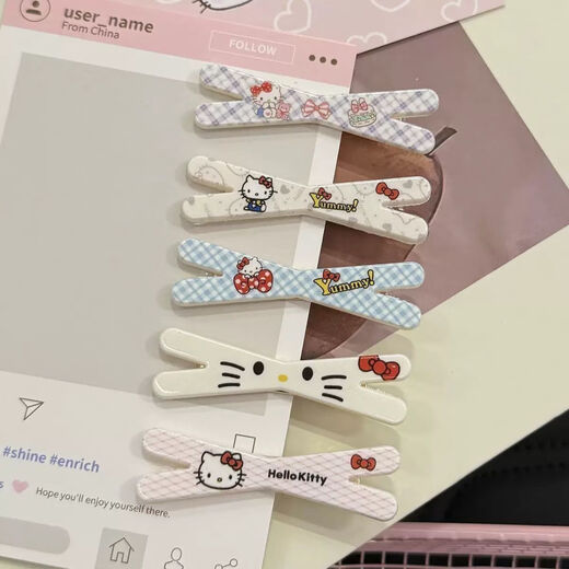 Sweet girly heart KT cat hairpin cute cartoon student bangs clip side clip ins high-looking hairpin hair accessory KT cross hairpin random one