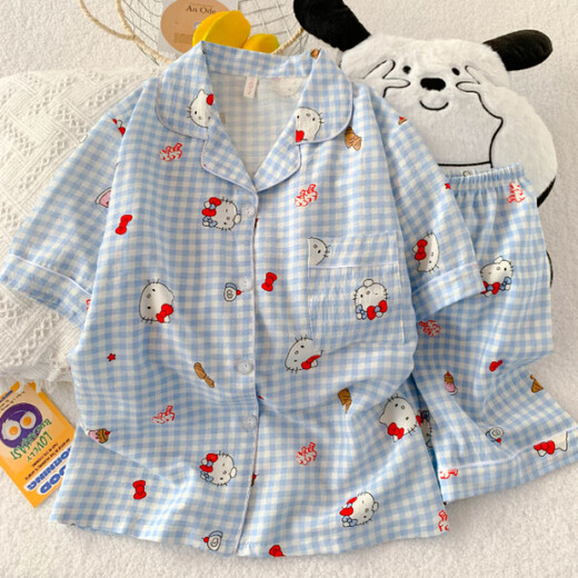 含蕊夏季云朵棉睡衣女卡通休闲家居服套装 3519 170 M
