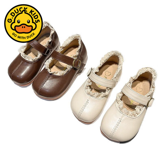 G.duck Girls' Small Leather Shoes 2026 New Spring and Autumn Children's Shoes Princess Shoes Girls' Single Shoes Mori Girls Soft Sole Girls Autumn Brown 31