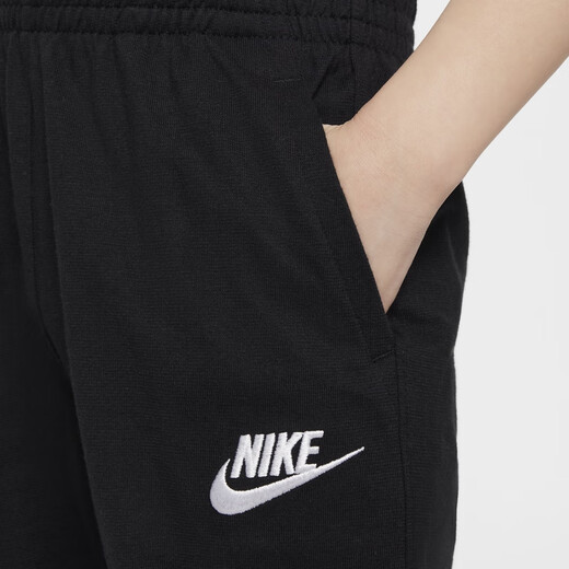 耐克幼童针织长裤秋季男童锥形针织棉运动裤官方NIKE CLUB HM9272 010黑 120 M