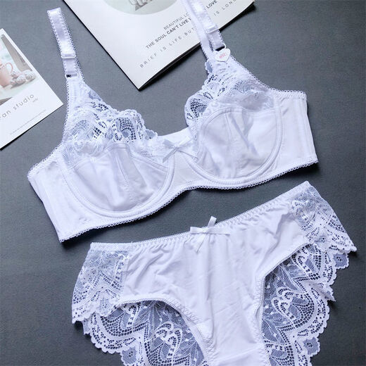 单南卫【2694人】欧美无海绵性感200斤大码文胸套装 聚拢胖MM大 白色套装 90B