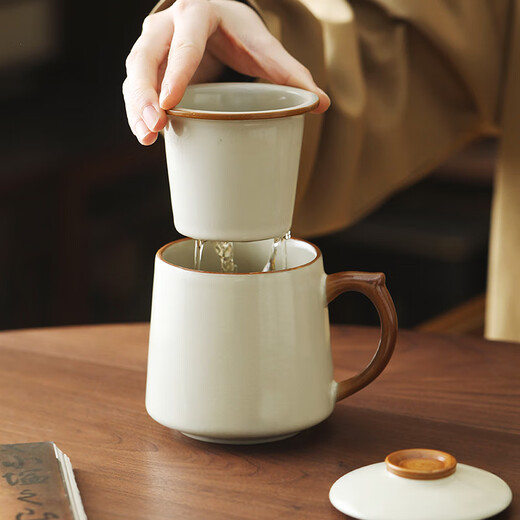 Bowei (BW) Ru Kiln tea cup tea water separation tea cup personal special Father's Day gift business souvenir