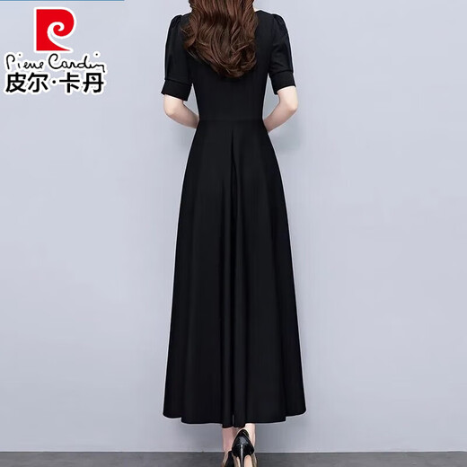 皮尔卡丹（pierre cardin）赫本法式小黑裙气质短袖2025夏季时尚新款收腰显瘦中长款裙子 7270短款黑色【 GD723-7 M 【90-105斤