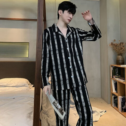 睡衣男士春秋款2024新款德绒长袖男款秋冬季青少年男式家居服套装 BBA男G761 3XL 身高185左右体重170-195斤