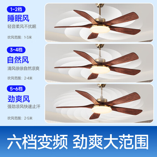 HP medieval fan lamp 2025 new style atmospheric retro ceiling fan lamp living room and dining room walnut color fan chandelier with light Level 1 energy efficiency - 3 leaves 36 inches - stepless dimming
