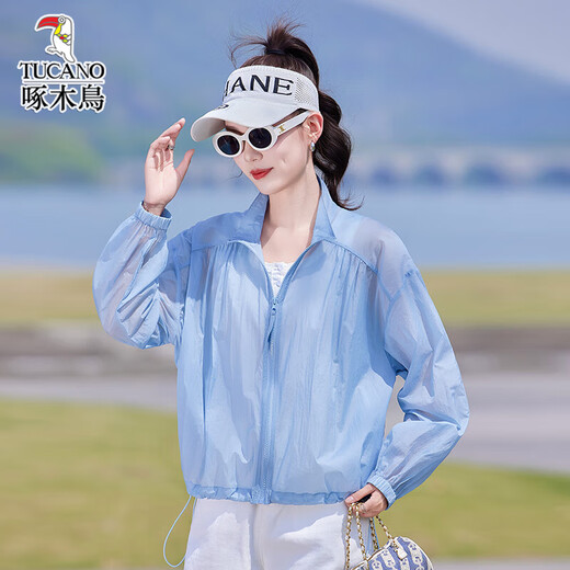 
Woodpecker This year's fashionable and beautiful sunscreen clothes for women in summer thin 2025 new small loose sunscreen jacket water blue M