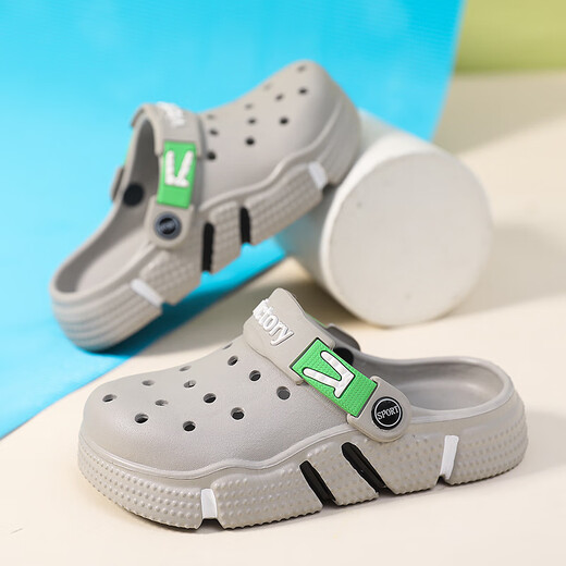 Guanmao Pei summer breathable children's sandals for boys and girls dual-purpose beach hole shoes beige 28