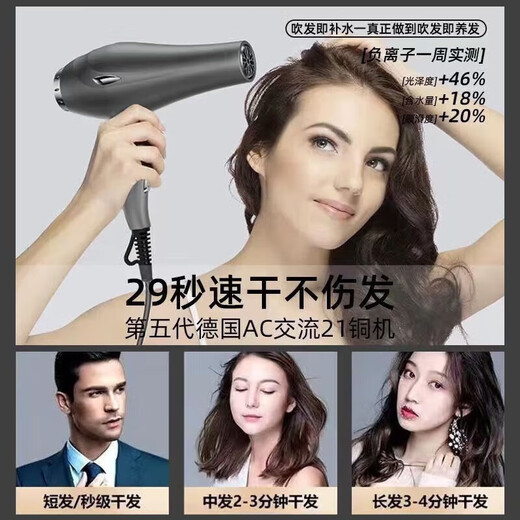 SAWAAG hair dryer for barber shops, special for hair salons, high wind silent hair dryer for home barber shops, high power negative ions that do not damage hair, 3800W fast drying hot and cold air, gray AC AC pure copper large motor, 2 meters cable