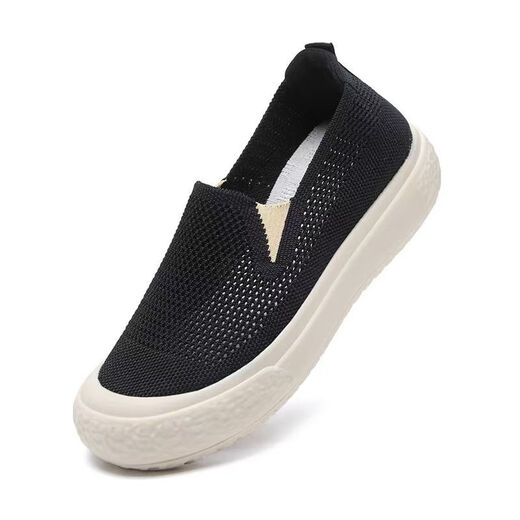 Belle-Ta series brand summer net shoes for women hollow breathable casual shoes soft sole non-slip one foot lazy mother shoes Laobei Wenzhou women's shoes - black 40
