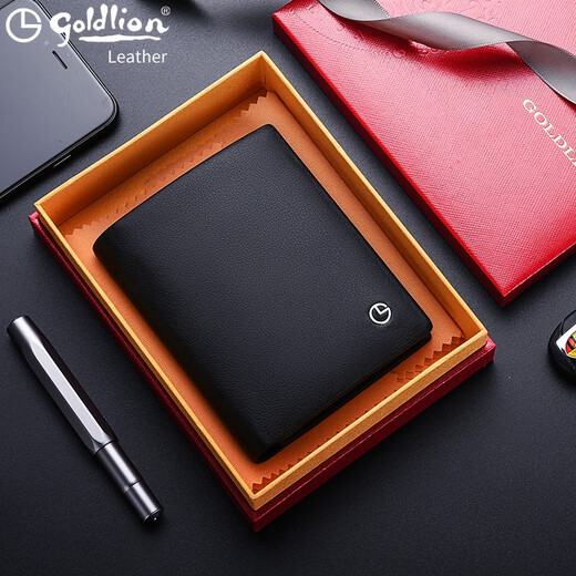 Jinlilai Jinlilai Wallet Herren echtes Leder vertikaler Geldbeutel Kurzer Business Head Leder 2025 neu