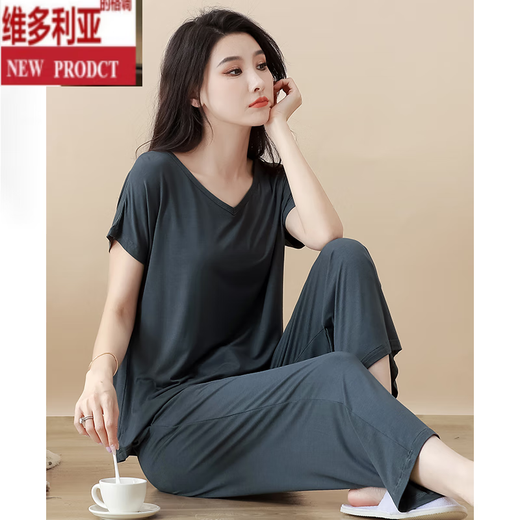 Pyjamas de style Victoria pour femmes en été pantalon recadré à manches courtes à manches courtes minces nouveaux vêtements domes