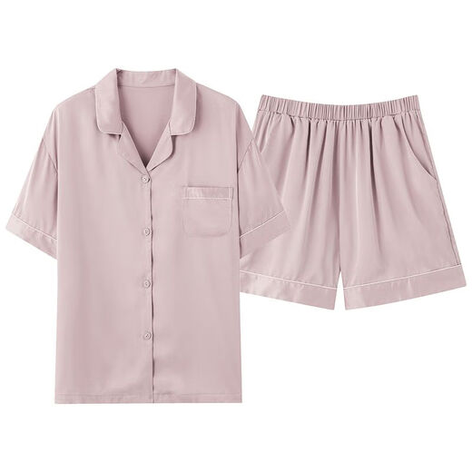 
Yalu Bing Silk Pajamas Women's Summer Cool Modal 2025 New Short Sleeve Cardigan Home Clothing Set Can Be Wear Outside NSN16803 [Cool Snow Silk] Women's M All Size