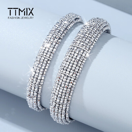 TTMIX shiny bouncy bead platinum bracelet fashionable temperament pt950 women's oval platinum bracelet large version 37.1-37.3g width 12.2mm