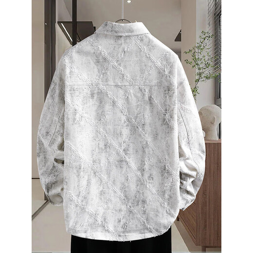 Zhenpu American High Street Denim Jacket for Boys 2025 Spring and Autumn Lavado de ropa versátil Contrastando Chaqueta casual. 16823 Regular de estilo blanco M Aproximadamente 80-100 Jin [Jin equivale a 0.5 kg] se puede usar