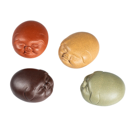 Tea Pet Purple Clay Can Raise Little Lucky Pig Decoration Zodiac Pig Sculpture Handle Tea Tray Home Decoration Tea Play Tea Gift High-end Purple