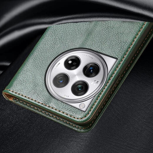 [Original quality] Suitable for OnePlus 12 mobile phone case flip cover protective case 1+12R full-cover lens genuine leather double [Classic black] Add to favorite film OnePlus 12