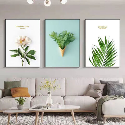 
New Chinese style living room decoration painting sofa background wall triple mural Ping Anxie Creative Restaurant wall hanging painting [68 flowers persimmon-16786] 40*60cm-suitable for living room 2-4 meters wall width
