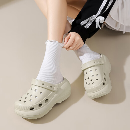 
Made in Jingdong [6cm thick sole] outdoor hole shoes eva sandals for summer wear height-enhancing slippers for women khaki 40-41